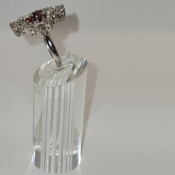 .925 Sterling Silver Snowflake Design Garnet & Cubic Zirconia Gems. Size 9. $605 - Picture 3 of 6